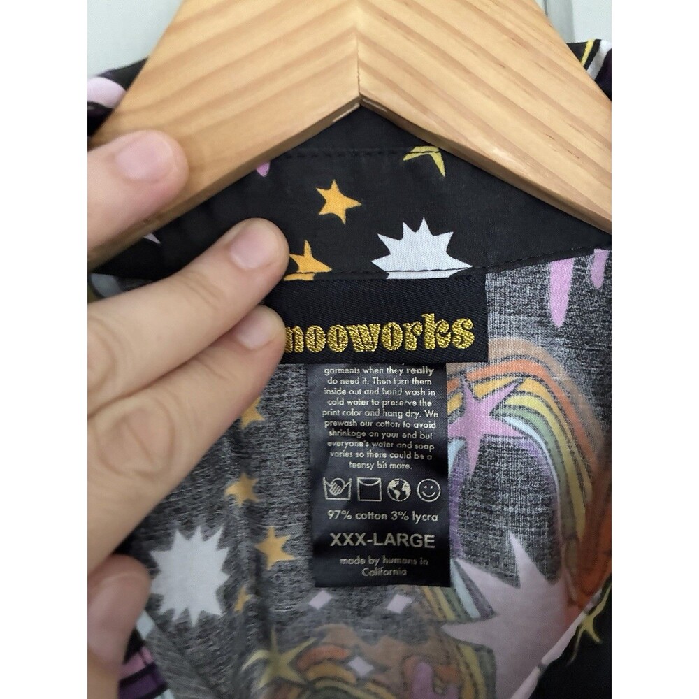 Nooworks Shirt Dress XXXL Short Sleeves Collar Better Days Rainbow Print Cotton - Picture 4 of 8
